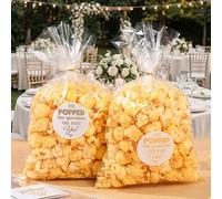 AIOMOB 50 Sets He Popped the Question Popcorn Bags Engagement Party Favors She Said Yes Sticker with Cellophane Treat Bag for Engagement Party Bridal Shower Wedding Decoration