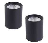 Aioneer 2 Pcs Led Ceiling Spotlight-Aluminum Surface Mounted Cob Lighting- 7W/15W/24W Cylindrical Surface Mounted Downlight Anti-Glare Cob Spotlights 3000K/4000K/6000K SelectableA-24w-3000K
