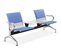 Aioneer 2-Seat Synthetic Leather Waiting Room Chairs With Armrests & Table, Comfortable Reception Bench For Airport & Hospital Guests, Green Color