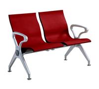 Aioneer 2-Seater Airport Reception Bench With Armrests, Comfortable Seating Solution For Hospital, Bank, Salon, And Hairdresser Waiting Areas-Rouge