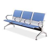 Aioneer 3-Seat Reception Bench With Armrests & Backrest - Comfortable High-Density Foam Upholstered Leather - Ideal For Waiting Areas - Stylish Green Color-Bleu