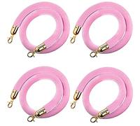 Aioneer 4-Pack Velvet Rope Barrier, Polished Hook Stanchion Rope, 60Cm Pink Velvet Queue Barrier For Events, Cinemas, Grand Openings, Carpet Functions, Gold Accents
