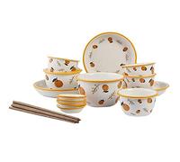 Aioneer 6,9,26Pcs Ceramic Dinnerware Set Bone China Tableware Dishes Plates Ceramic Combination Dinner Service Set Porcelaine Service For 1,2,6 Retro Tableware Set-6 Pieces