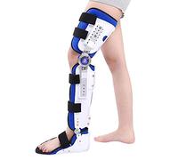 Aioneer Adjustable Hinged Leg Knee Brace Orthosis Walking Ankle And Foot Fixed Brace Support Leg And Ankle Fixed Bracket Knee Joint Corrector-Blue+white-Left