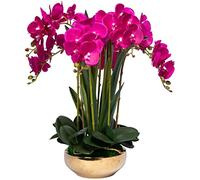 Aioneer Artificial Flower With Pot Orchid Artificial Orchid Fake Flowers Phalaenopsis 8 Head Orchids Faux Flowers With Golden Vase Decor For Wedding Living Room Bedroom Orchid