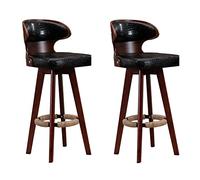 Aioneer Bar Stools Bar Stools Dining Chair Bar Stools Breakfast Dining Stools For Kitchen Island Counter Pu Leather Double Stitching Square Back With Solid Wood Legs-A-65cm Sitting Height