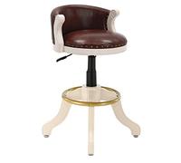 Aioneer Bar Stools Counter Height Adjustable Swivel Bar Chair, Rubber Solid Wood Bar Stools With Back, Cowhide Leather Chrome Plated Round Pedal Rubber Wood Legs,For Bs, Kitchen -Brown-Ivory