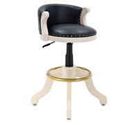 Aioneer Bar Stools Counter Height Adjustable Swivel Bar Chair, Rubber Solid Wood Bar Stools With Back, Cowhide Leather Chrome Plated Round Pedal Rubber Wood Legs,For Bs, Kitchen -Navy Blue-Ivory