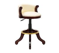 Aioneer Bar Stools Counter Height Adjustable Swivel Bar Chair, Rubber Solid Wood Bar Stools With Back, Cowhide Leather Chrome Plated Round Pedal Rubber Wood Legs,For Bs, Kitchen -Creamy-white