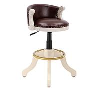 Aioneer Bar Stools Counter Height Adjustable Swivel Bar Chair, Rubber Solid Wood Bar Stools With Back, Cowhide Leather Chrome Plated Round Pedal Rubber Wood Legs,For Bs, Kitchen -Coffee-Ivory