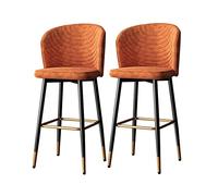 Aioneer Bar Stools Counter Height Bar Stool Swivel Bar Stool Counter Height, Velvet Counter Stool Set Of 2 With Backrest And Footrest, Industrial Barstool For Kitchen, Seat Heigh-Orange-Height 55cm