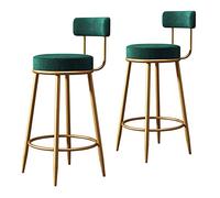 Aioneer Bar Stools Counter Height Stools Set Of 2, Velvet Upholstery Barstools For Kitchen Island, Bar Chairs Dining Chairs With Back And Footrest, Seat Height 65/75Cm,150Kg Capa-Green-High:65CM