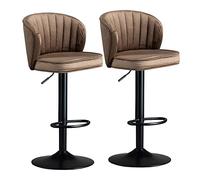 Aioneer Bar Stools Industrial Pu Leather Bar Stools, Kitchen Breakfast Bar Chairs With Back, Swivel Bar Height Bar Stools For Home, Pub, Kitchen, Coffee Cub-Brown-Black Legs