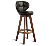 Aioneer Bar Stools Swivel Counter Stool With Back, Upholstered Kitchen Breakfast Bar Chairs, Industrial Pu Leather Bar Stools For Home, Pub, Kitchen, Coffee Cub-Black