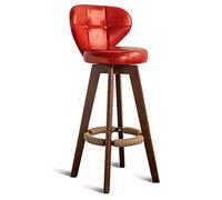 Aioneer Bar Stools Swivel Counter Stool With Back, Upholstered Kitchen Breakfast Bar Chairs, Industrial Pu Leather Bar Stools For Home, Pub, Kitchen, Coffee Cub-Red