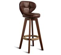 Aioneer Bar Stools Swivel Counter Stool With Back, Upholstered Kitchen Breakfast Bar Chairs, Industrial Pu Leather Bar Stools For Home, Pub, Kitchen, Coffee Cub-Brown
