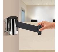 Aioneer Barrier Belt 2/3/5M Wall Mount Barrier Belt Stainless Steel Crowd Control Retractable Belt People Guidance Black For Museum, Factory, Cinema-5M