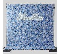 Aioneer Blue Rose Flower Wall Rose Panel Set, Artificial Wall Flower Backdrop 3D Silk Hydrangea Rose Floral Panel For Photo Background Home Party Wedding Backdrop Decor-Rose-100 * 200cm/3.2X6.5FT