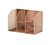 Aioneer Bookshelf Desktop Wooden Bookshelf Organizer Stand, With Plastic Partition Display Shelf, Home Study Or Office Storage Shelving Rack Floor Standing Bookcase-L60xW20xH36 cm