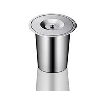 Aioneer Built-In Trash Cans, Countertop Brushed Stainless Steel Round Recessed Garbage Can With Cover, For Kitchen/Restaurant/Office/Bedroom/Home,