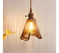 Aioneer Chandelier, Retro Creative Brass Chandelier,Hand-Made Caramel Glass Light, Nordic Modern Personality Ceiling Hanging Lamp, Restaurant Lamp Droplight Japanese Simple Bedro-B