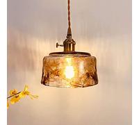Aioneer Chandelier, Retro Creative Brass Chandelier,Hand-Made Caramel Glass Light, Nordic Modern Personality Ceiling Hanging Lamp, Restaurant Lamp Droplight Japanese Simple Bedro-D