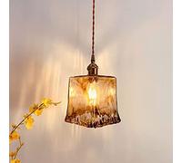 Aioneer Chandelier, Retro Creative Brass Chandelier,Hand-Made Caramel Glass Light, Nordic Modern Personality Ceiling Hanging Lamp, Restaurant Lamp Droplight Japanese Simple Bedro-C