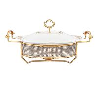 Aioneer Chef Chafing Dish Buffet Set, Ceramics Chafer With Diamond Decoration, Chafer And Buffet Warmer Set, For Buffet Catering Kitchen Party,A-B
