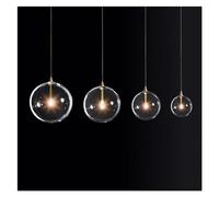Aioneer Clear Glass Globe Led G4 Lustre Luminaires Pendant Lights Simple Gold Metal Hanging Lamp Dining Room Droplight-One Color-30cm