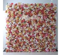 Aioneer Colorful Rose Flower Wall Panel Set, Artificial Wall Flower Backdrop 3D Silk Hydrangea Rose Floral Panel For Photo Background Home Party Wedding Backdrop Decora-Rose-200 * 200cm/6.5x6.5FT