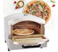 Aioneer Commercial Pizza Oven Countertop, 12" Single Deck Layer, Stainless Steel Electric Pizza Oven With Temperature Detector & Visual Glass-Gas