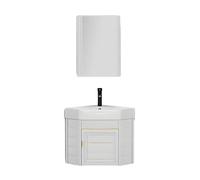 Aioneer Corner Bathroom Sink,Floating Vanity With Sink,Corner Sink Combo,Wall Mount Sink,Compact Sink,Bathroom Cabinet Faucet And Drain,For Small Spaces-White-B55cm/21.6in