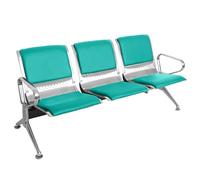 Aioneer Elegant Black 3-Seat Synthetic Leather Waiting Room Bench With Armrests - & Comfortable Reception Seating For Airport, Office, Hospital, Lobby-Vert