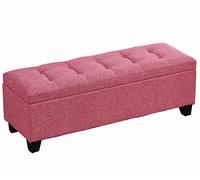 Aioneer Footstool Change Shoe Bench Modern Simplicity Multi-Functional Storage Breathable Linen Upholstered Seat For Bedroom Living Room Leisure Stool Bearing Weight 150-Pink-120cm/47.2in