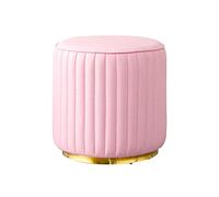 Aioneer Footstools,Small Round Leather, Modern Upholstered With Glod Plating Base Footstools/Blue/L:42 * 43Cm-Pink-L:42 * 43Cm