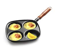 Aioneer Frying Pan Skillet Cast Iron 4 Grids Fried Egg Cooker Pans Induction Black No Oily Coating Skillets
