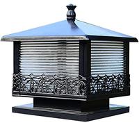 Aioneer Garden Post Light Home Fence Waterproof Pillar Lamps Creative Industrial Style Post Light Retro Courtyard Column Lamp Wall Gate Postal Villa Garden Landscape Park Lawn Il-Black-60 * 60 * 50cm