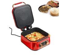 Aioneer Household Multifunctional Pancake Pan, Double -Sided Heating Pizza Oven Deepened Pizza Maker Machine With Adjustable Temperature & Auto Shut-Off, For Commercial Kitchens,-Red