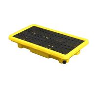 Aioneer Industrial Spill Containment Tray For Leaking Chemicals - Modular Platform For 1/2-Drum Containers With Drain, Removable Grating, Yellow, 2 Pieces, 72 X 72 X 16 Cm-Yellow-1pcs-66x36x12cm