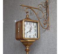 Aioneer Large Wall Clocks,Retro Double Side Rotating Wall Clock Outdoor Clocks Iron Metal Silent Quiet Grand Wall Clock, 360 Degree Rotation Mount Clock For-B