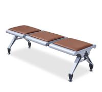 Aioneer Modern 3-Seat Reception Bench, No Armrest Or Backrest Office Chair, Cold Rolled Steel, Anti-Slip Feet, Stylish Red Design, Perfect For Waiting Areas, Universal Size-Marron-Taille unique