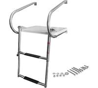 Aioneer Outboard Swim Platform With Telescoping Ladder For Bass Boat, Pontoon, Fishing Floating Dock, Marine Yacht & Swimming Pool, Load 200Kg