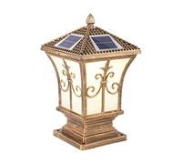 Aioneer Retro Square Solar Post Lamp Waterproof Led Solar Column Lights Outdoor Fence Deck Patio Pillar Lamp W/Remote Patio Garden Decoration Street Lantern Table Light To Pursu-Bronze-30cm