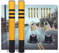 Aioneer Safety Bollards Parking Bollards Steel Traffic Barrier,Traffic Delineator Post Channelizer Cone Safety Bollard Post/Parking Barrier Post, 1 2 4 Pcs Driveways Sidewal-2 Pcs-7.6x60cm/3x23.6inch