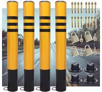 Aioneer Safety Bollards Parking Bollards Steel Traffic Barrier,Traffic Delineator Post Channelizer Cone Safety Bollard Post/Parking Barrier Post, 1 2 4 Pcs Driveways Sidewal-4 Pcs-7.6x60cm/3x23.6inch