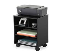 Aioneer Stand For Printer 2-Tier Mobile Under Desk Printer/Fax Stand Storage Rack Work Cart With Wheels Multi-Purpose Easy Maintain Design Black Desk Organizer Shelf-Onecolor-50x30x55cn