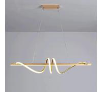 Aioneer Sturdy Creative Twist Linear Chandelier Ceiling Led-6000K Long Pendant Lamp Kitchen Island Strip Pendant Lamp Minimalist Dining Room Lighting Decora Interesting-Gold-120CM