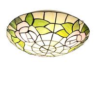Aioneer Tiffany Ceiling Light Chandeliers, Dimmable Stained Glass Led Ceiling Lamp Flush Mount, E26 Bulb, Vintage Pendant Hanging Light For Bedroom Living Room Hallway Bathroom-30cm