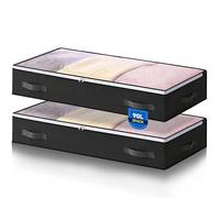 AIOR 2 Pack 90L Under Bed Storage Bags, Large Capacity Closet Organizer Bags for Clothes, Comforters, Blankets, Bedding, Foldable Container with Sturdy Zipper and Clear Window (Black)