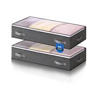 AIOR 2PCS 60L Underbed Storage Bags with Viewing Window, Foldable Container Closet Organizer Bags for Clothes, Comforters, Blankets, Bedding, 80 x 50 x 15 cm